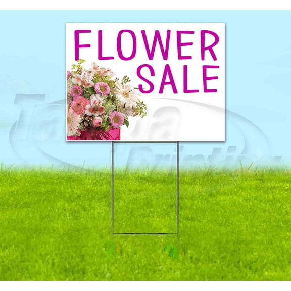 Flower Sale (18" x 24") Yard Sign, Includes Metal Step Stake