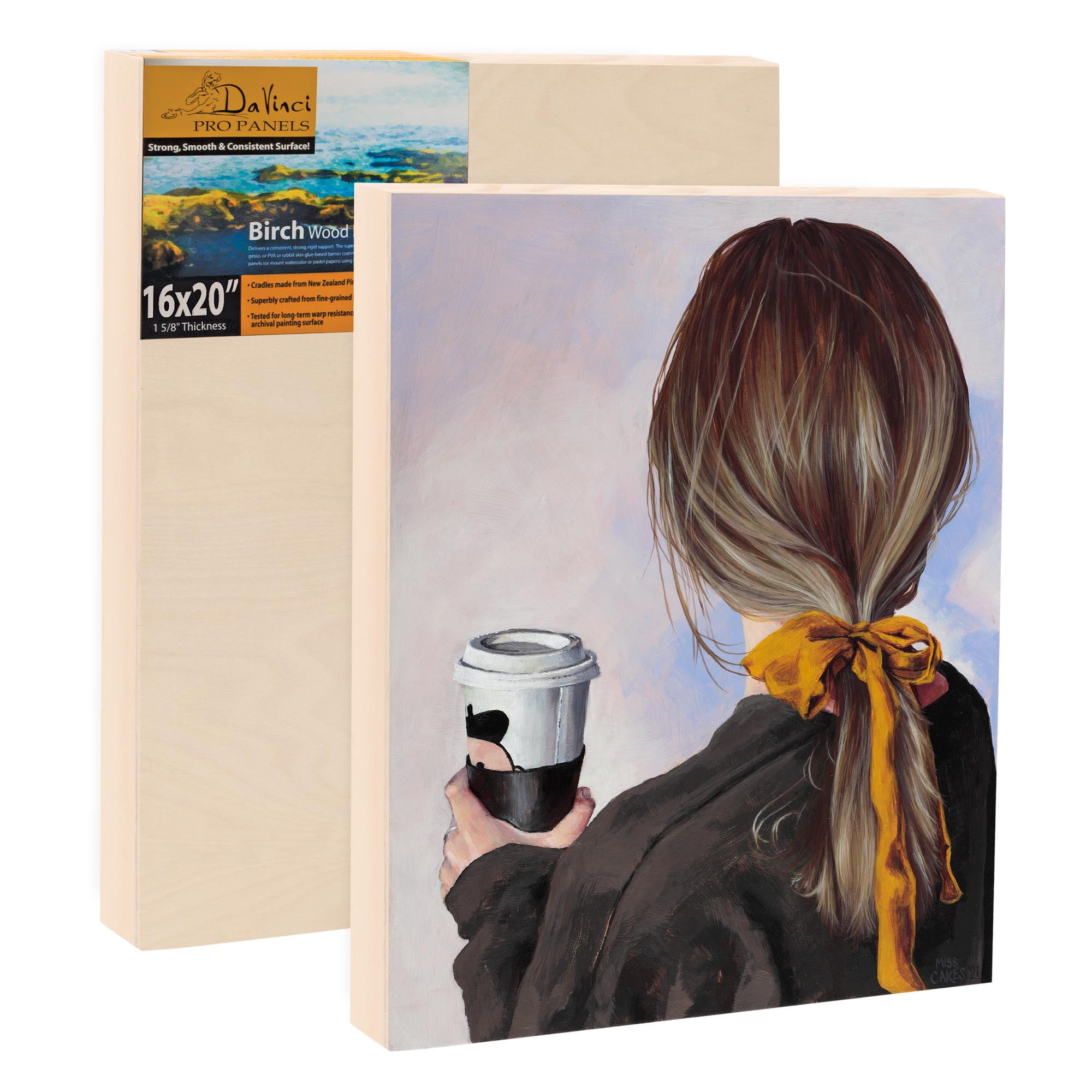 Da Vinci Pro Birch Wood Painting Panels - Very Fine Wood Grain Warp Resistant Birch, For Mounting Linen or Can Be UniversAlly Gesso Primed - [Single 7/8" Gesso Panel - 11x14"]