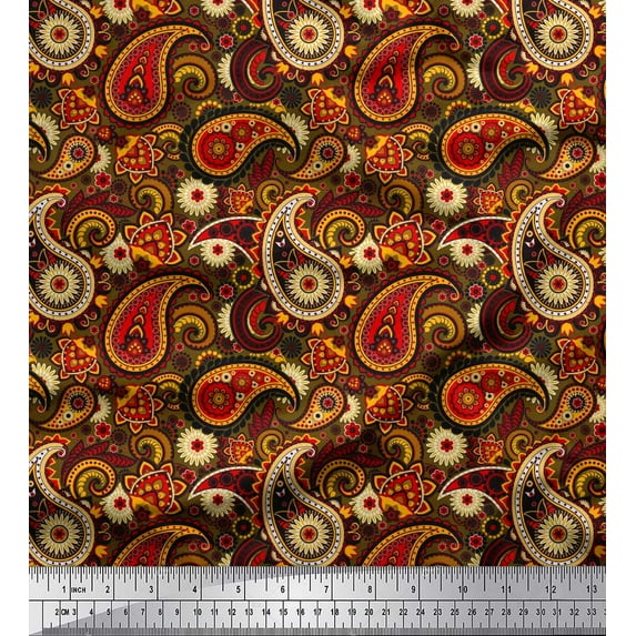 Soimoi Viscose Chiffon Fabric Floral & Paisley Printed Craft Fabric by The Yard 42 Inch Wide