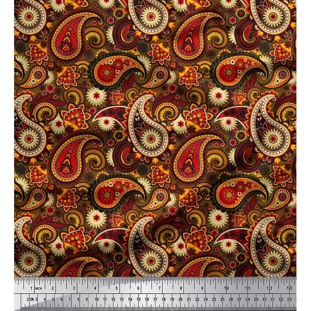 Soimoi Cotton Jersey Fabric Floral & Paisley Print Fabric by The Yard 58 Inch Wide
