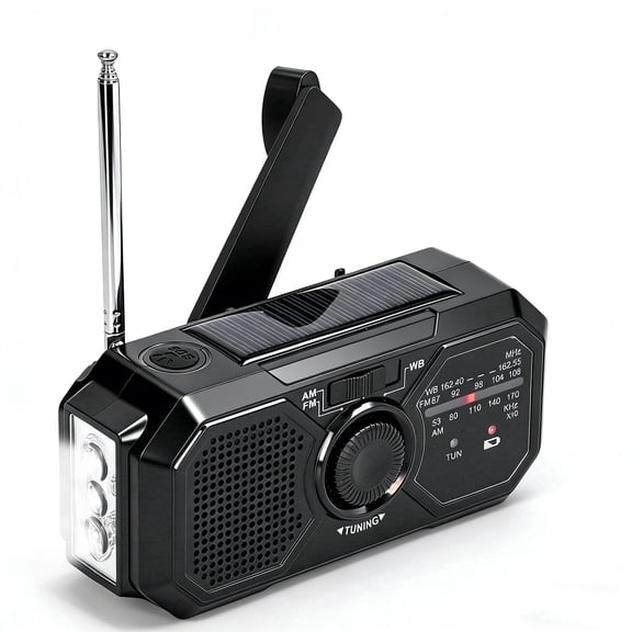 Portable AM/FM Transistor Radio, Emergency Radio with Weather Alert, Solar Radio Emergency Hand Crank with LED Flashlight for Power Outages, Camping, Survival, 3500mWh Portable Power Bank