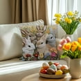 thumbnail image 6 of TanSiDing 1pcs Easter Bunny Embroidery Style Pillowcase Floral Print Decorative Throw Pillow Cover Soft Polyester Home Decor Couch Bedroom Accent 45*45cm, 6 of 6
