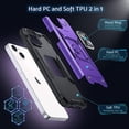 thumbnail image 4 of Designed for iPhone 14 Case, Military Grade Protective Phone Case Cover with Enhanced Metal Ring Kickstand [Support Magnet Mount] Compatible with iPhone 14 6.1, Purple, 4 of 5