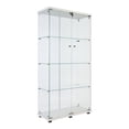 thumbnail image 2 of Lighted Two Door Glass Cabinet Glass Display Cabinet with 4 Shelves, White, 2 of 5