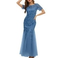thumbnail image 1 of Staron Robe d'Été pour Femme en Liquidation à Moins de 10 $ Manches Courtes Printemps Décontractée Robe Soleil Col Rond Formelle Invitée de Mariage Soirée Cocktail Longue Robe, 1 of 2
