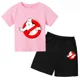 thumbnail image 3 of Conjunto de camiseta de algodón de la película de monstruos de Los Cazafantasmas para niños y niñas, ropa de cumpleaños con temática de verano de dibujos animados de anime, manga corta, 3 of 5