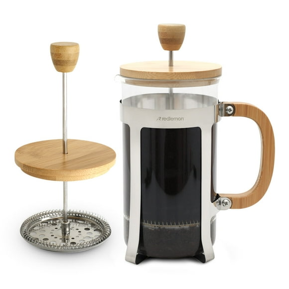 Cafetera Prensa Redlemon Francesa Bambú Acero Inoxidable Café 1 Litro