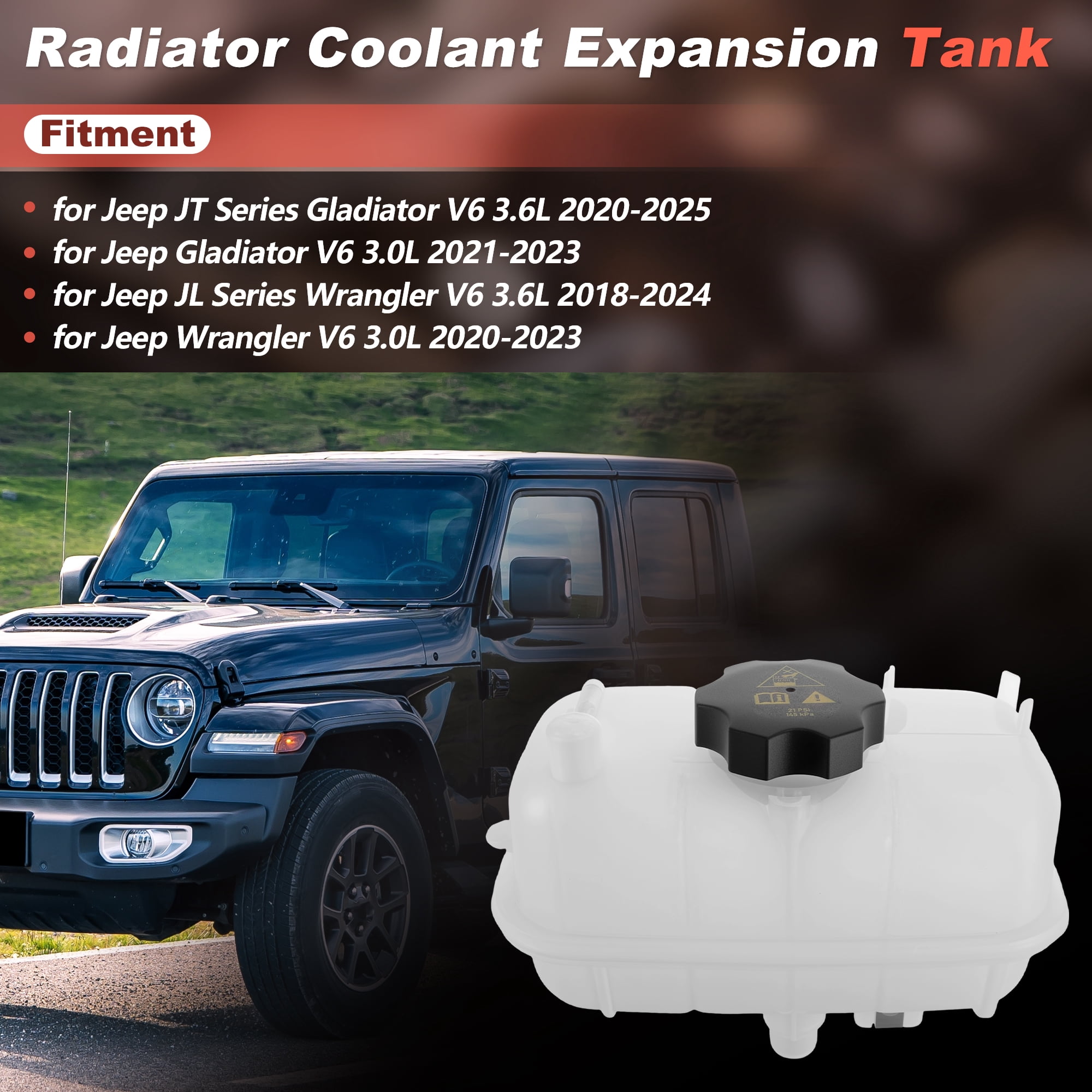 Unique Bargains Coolant Expansion Reservoir Tank for Jeep Wrangler Gladiator V6 3.6L 2020+