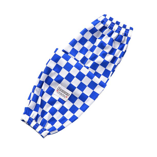 Odeerbi 1-15 Años Niños Niñas Pantalones de Seda de Hielo de Verano Plaid Elástico de Cintura Calcetines Respirables