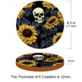 thumbnail image 3 of Sunflower Set of 6 Round Microfiber Leather Coasters, 11x11 cm/4.3x4.3 in Drink Coasters for Home and Office, Heat, Stylish Table Mats, 3 of 6
