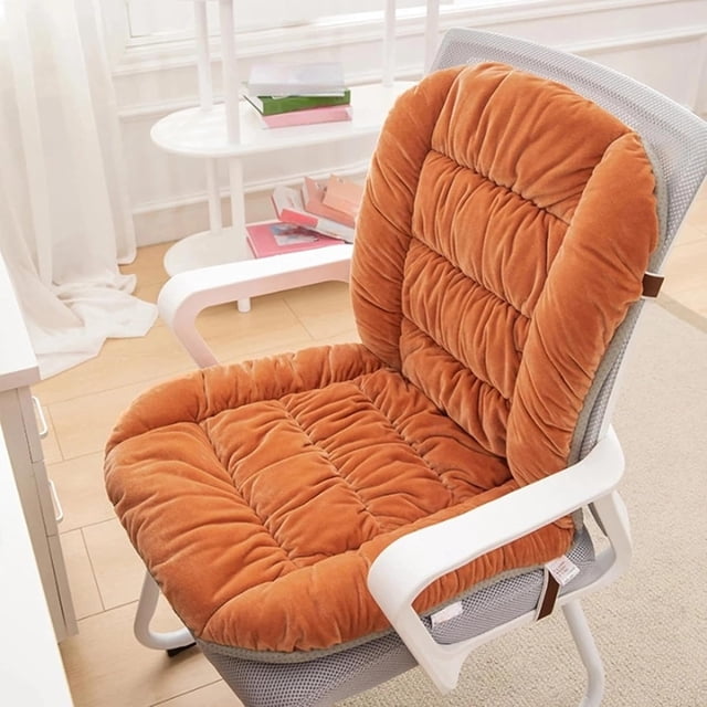 Cojín para silla de escritorio de 35 x 18, cojín de asiento suave con funda extraíble, cojín para silla de oficina con lazos, cojín de asiento de felpa con soporte para la espalda, cojín para mecedora