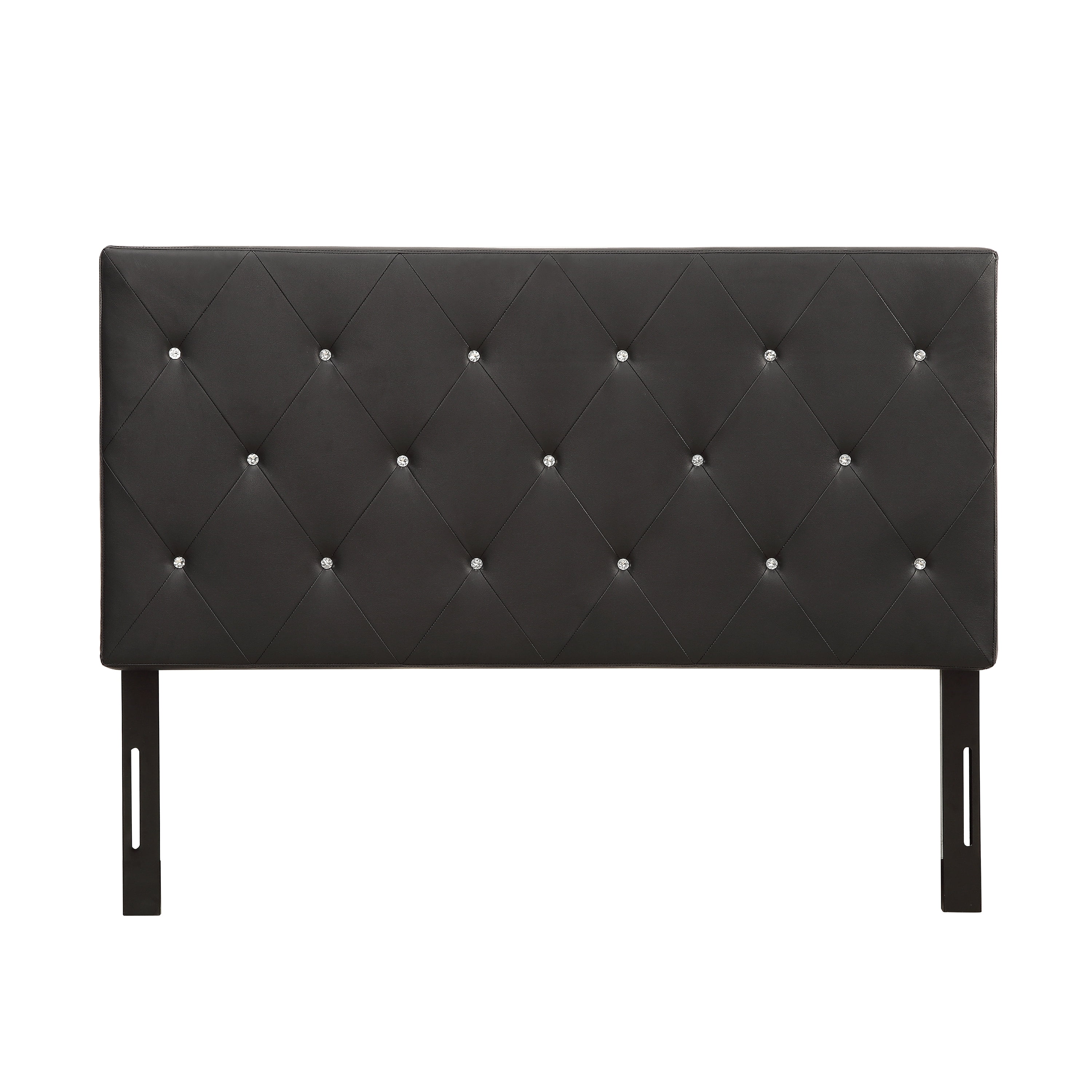 Contemporary Crystal Diamond Tufted Headboard White Queen