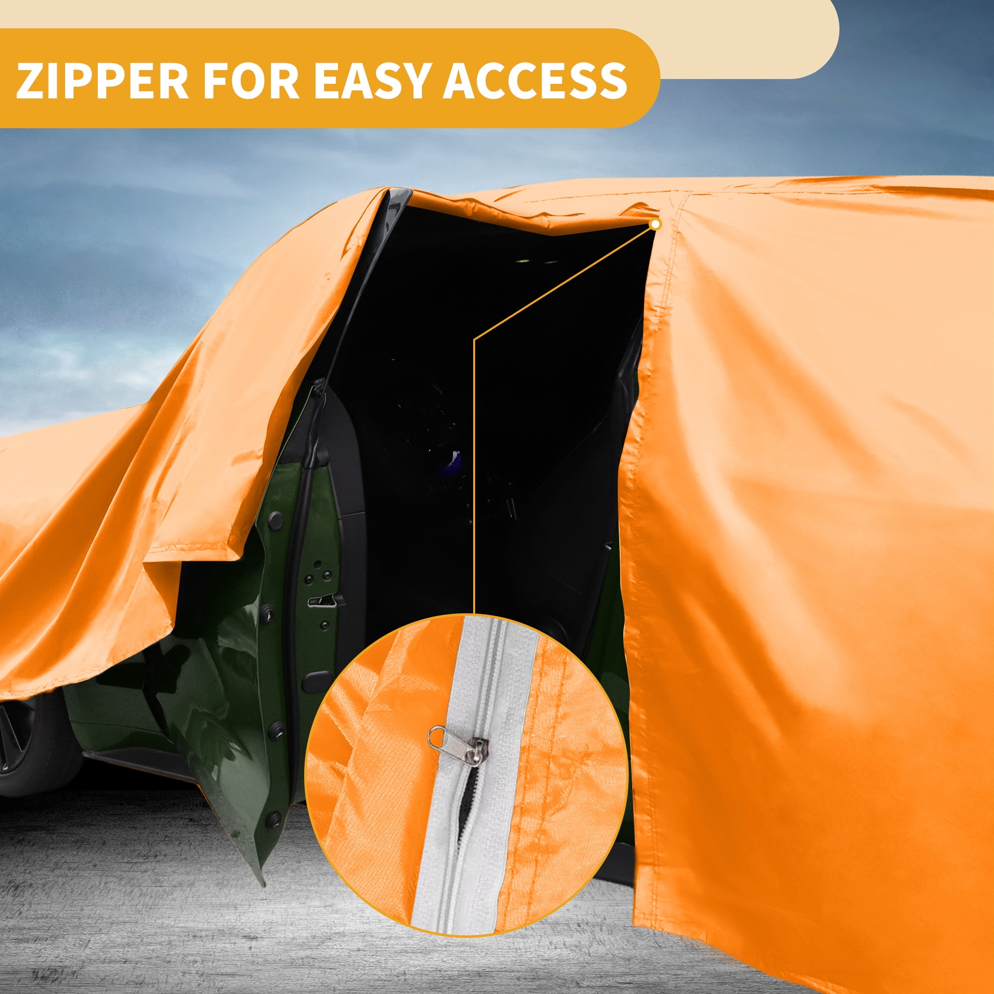 Unique Bargains Car Cover for Smart Fortwo 2007-2019 Aluminum Film with Left Zipper