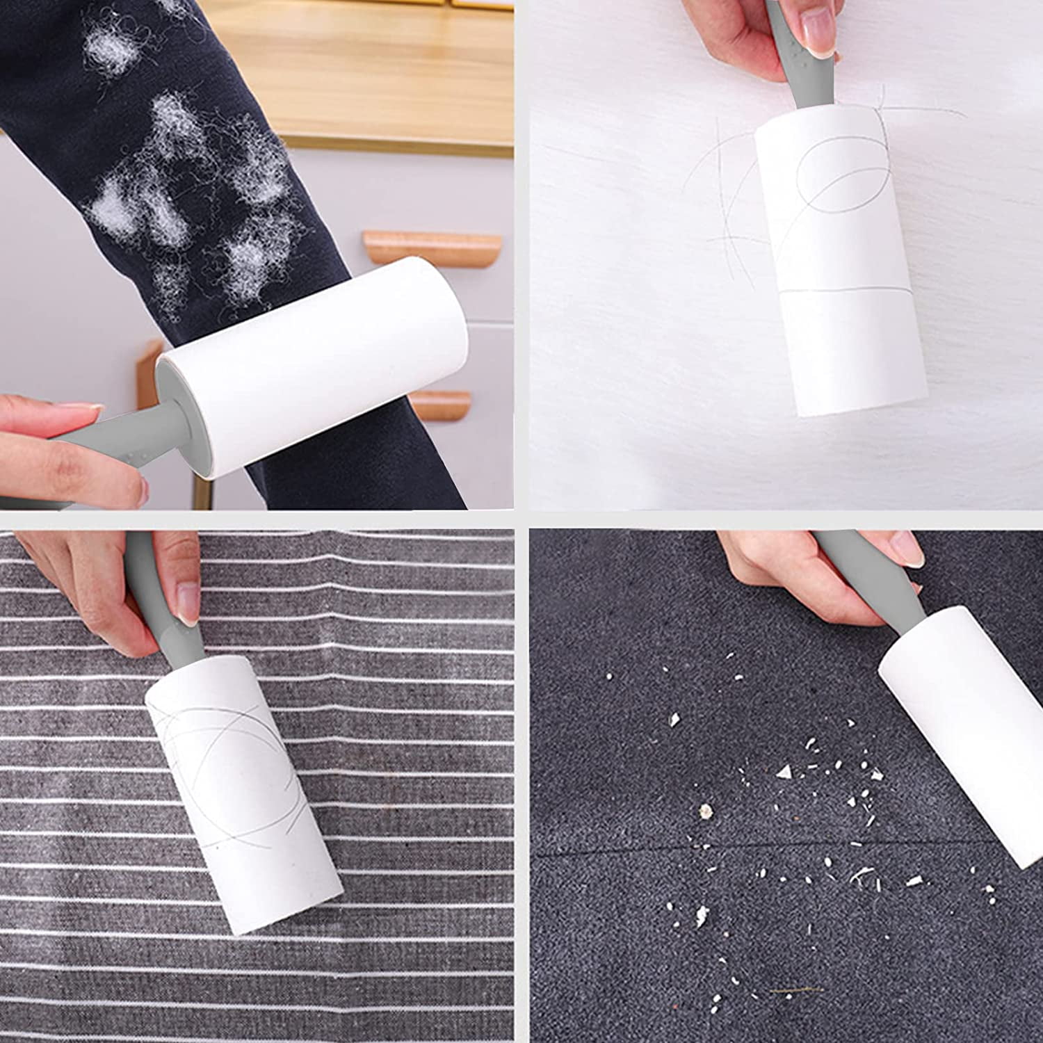 Rouleau Poils Animaux 360 Feuilles - Brosse Collante Adhésive Anti-Poils Avec 6 Rouleaux De Rechange Pour Vêtements, Canapés Et Meubles