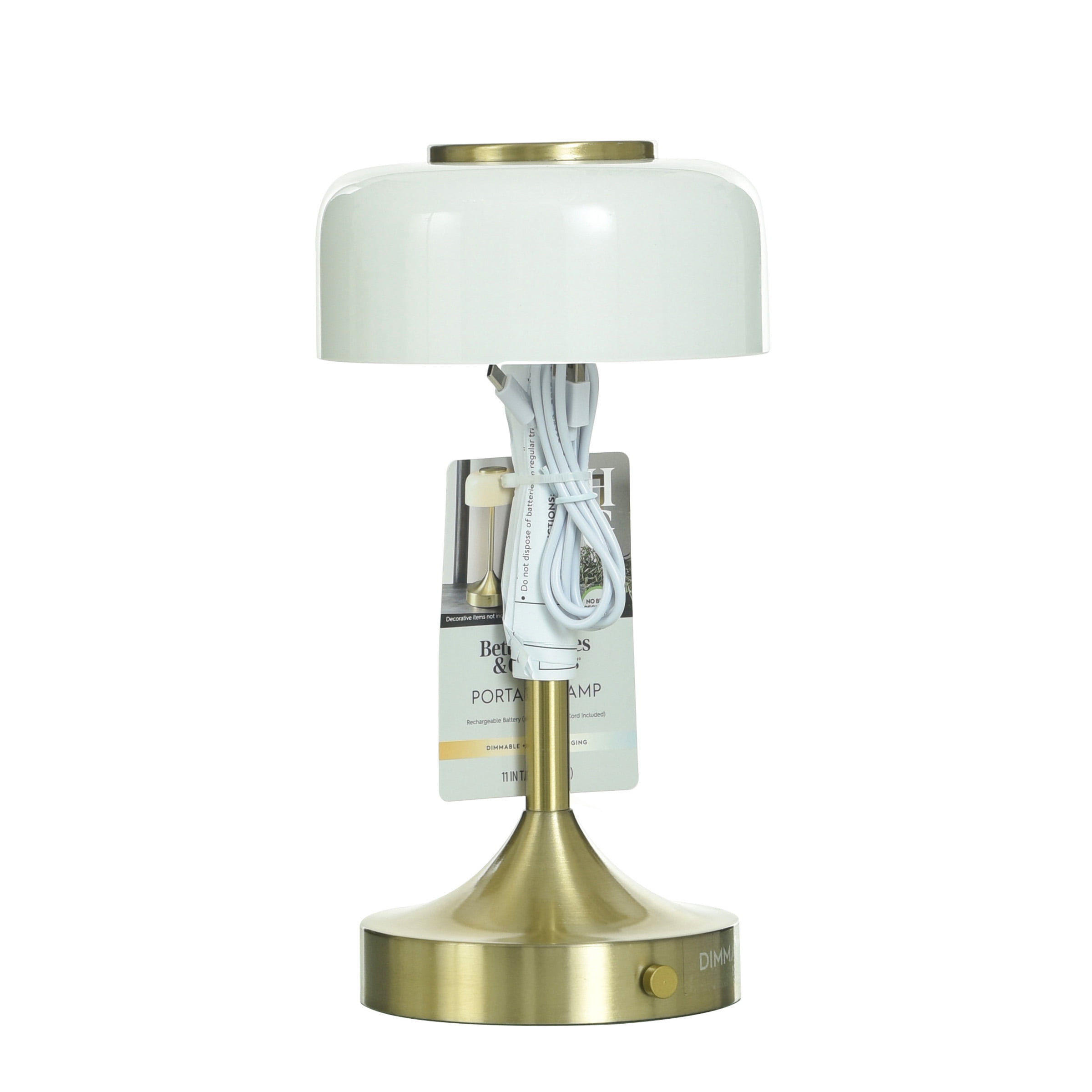 Better Homes & Gardens Portable Milk Glass Table Lamp, Rechargeable