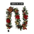 thumbnail image 5 of 6FT Christmas Garland with Lights, Prelit Artificial Christmas Garland with Pine Cones Poinsettia, Cordless Xmas Garland for Fireplace Mantle Stairecase Indoor Outdoor Holiday Home Decorations, 5 of 9