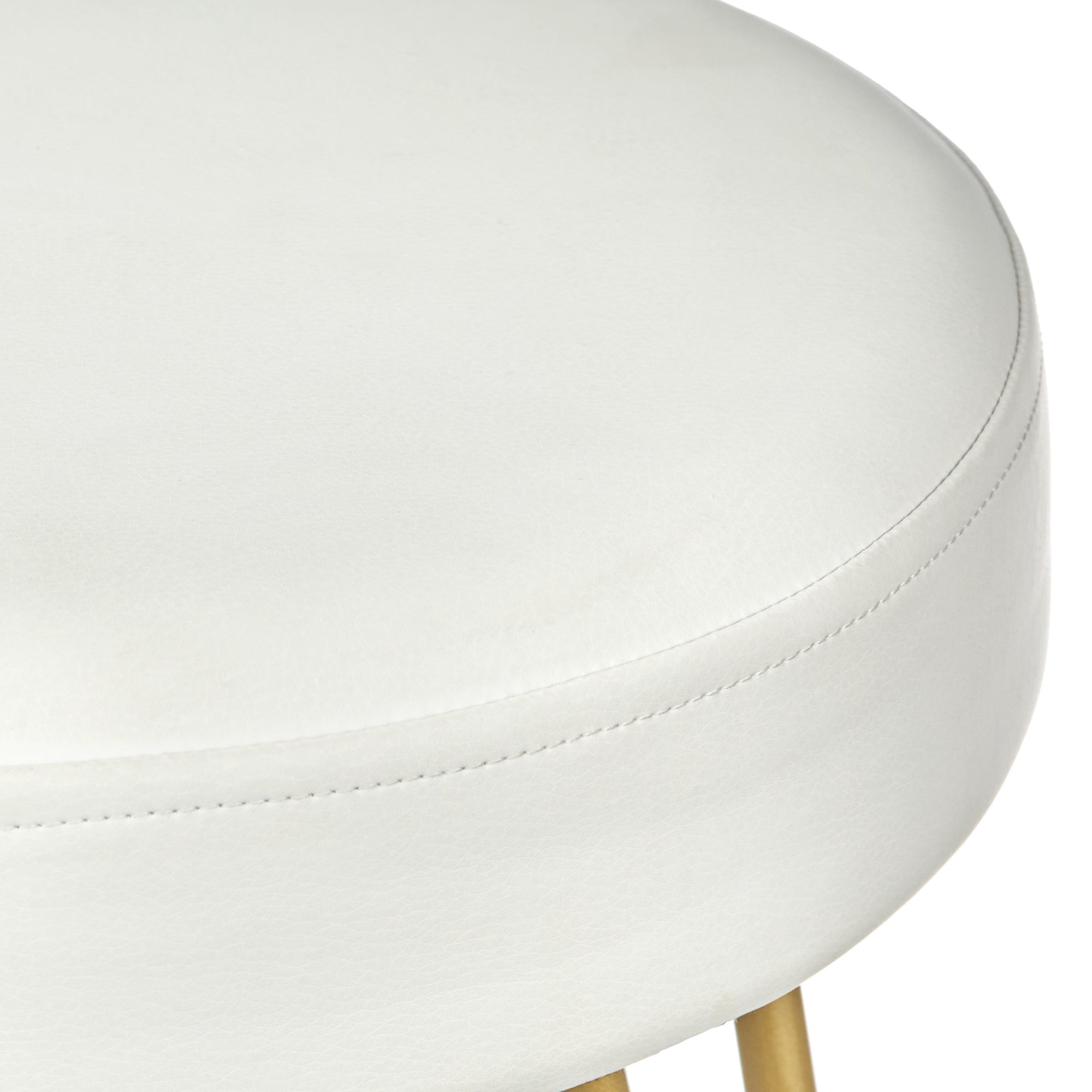 TMS Magnus Bar 24” High Backless Counter Stool, Set of 2, White Faux Leather Seat/Gold Metal Frame