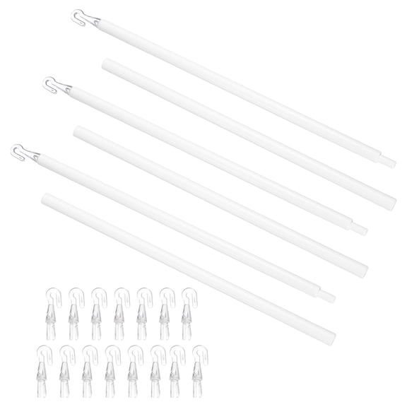 3 Pack 24" Blinds Wand Replacement, Combinable Blinds Tilt Wand with Hook, Vertical Blind Rod Stick for Window Curtain Opener Accessory, White