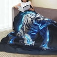thumbnail image 6 of Honeii Futuristic Blue Light White Tiger Print Fleece Blanket - Throw Blanket for Bed, Sofa, Couch, Camping, and Travel , Microplush Ultra Soft Warm Blanket-60"x50", 6 of 7