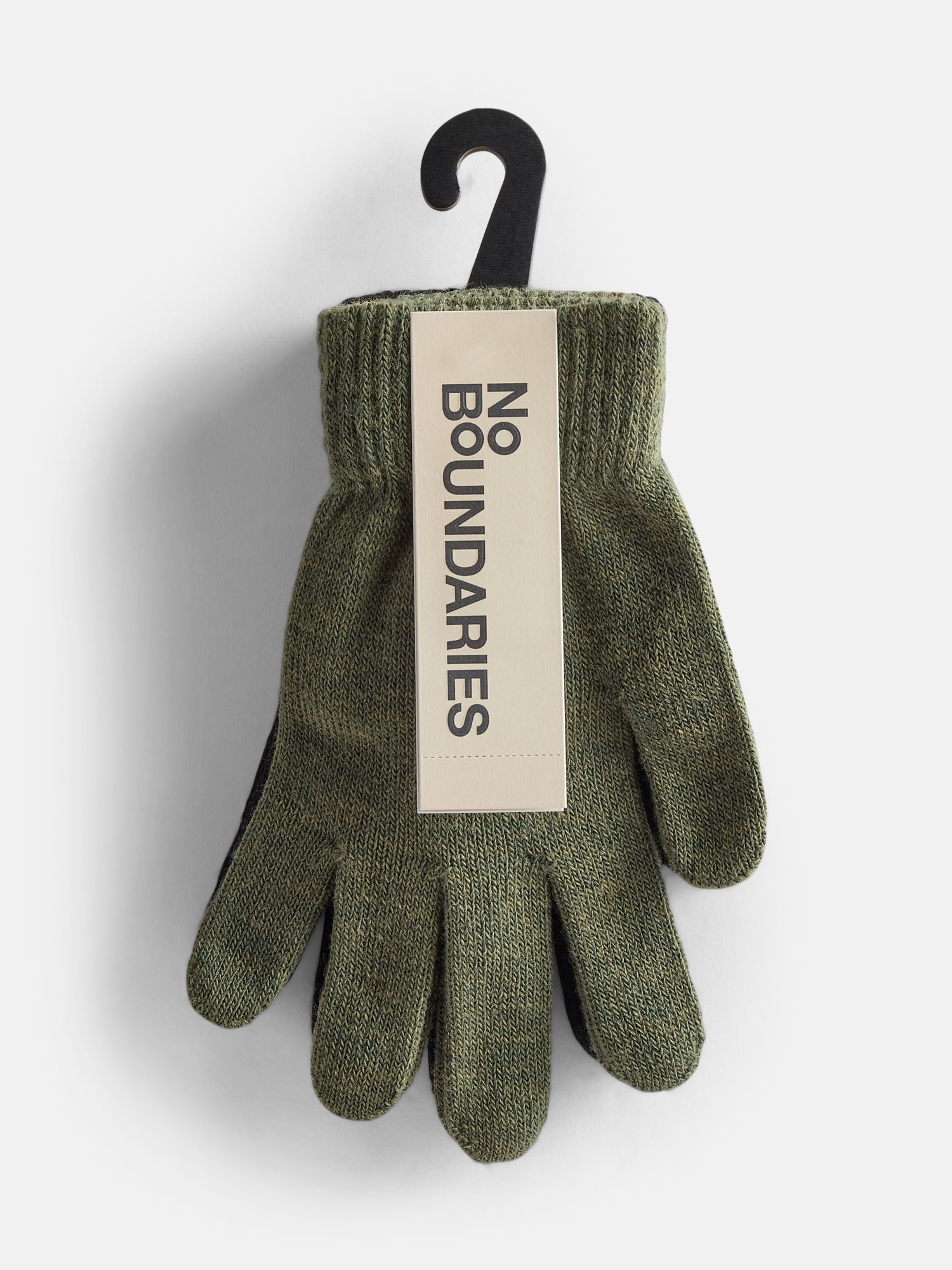 No Boundaries Women's Ribbed Knit Solid Gloves, 2 Pack