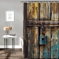 thumbnail image 2 of Orinice  Rustic Shower Curtain, Aged Shed Door Backdrop Color Details Country Living Exterior Pastoral Mansion Image, Cloth Fabric Bathroom Decor Set with Hooks,  White, 2 of 7