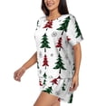 thumbnail image 2 of Rocae Buffalo Plaid Christmas Trees for Two Piece Sleepwear Pajamas Sets for Women Soft Short-Sleeved Pjs with Lounge Shorts 4X-Large, 2 of 9