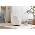 thumbnail image 3 of 360 Degree Chenille Swivel Chair, Modern Barrel Club Armchair with Metal Base for Living Room Bedroom, Ivory, 3 of 7