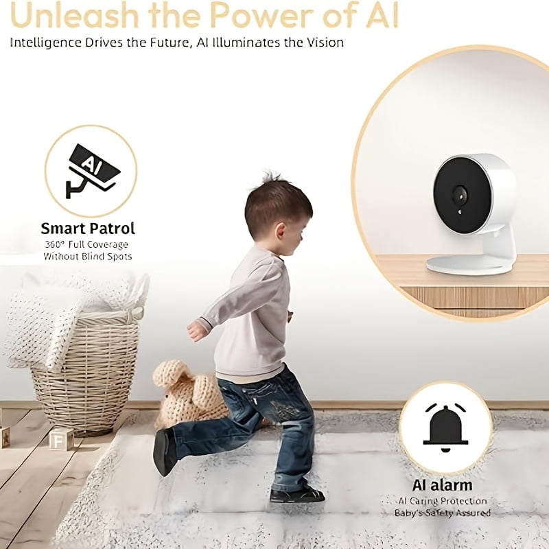 AI Smart Security Camera: 360° Panoramic View, 960P FHD Night Vision, Human Tracking, Two-Way Audio, 24/7 Recording for Home/Pet/Baby/Outdoor