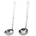 thumbnail image 1 of 1 juego de colador y cuchara de acero inoxidable con gancho para olla caliente (plata), 1 of 5
