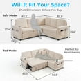thumbnail image 5 of PUREMIND 82.3"W Corduroy Sectional Sleeper Sofa, Pull Out Couch Bed with Storage and Cup Holder, L-Shaped Couch for Living Room/Apartment, Beige, 5 of 8