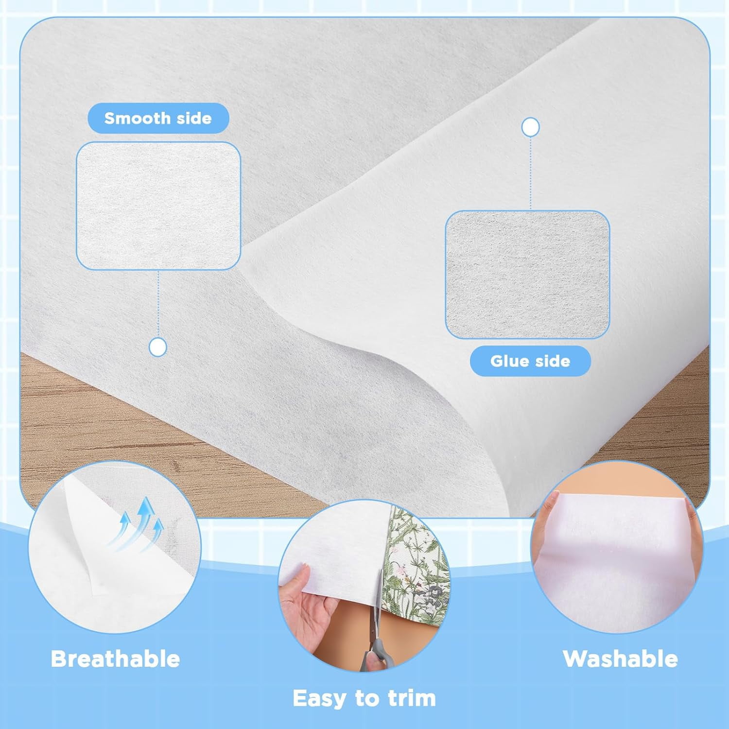 Heavy Weight White Non-Woven Fusible Interfacing, Iron On Single-Sided 11.8 Inch x 30.6 Yard for Sewing, Quilting, Crafts, Clothing and Home Decor