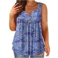 thumbnail image 2 of LEBONYARD Womens Tops Clearance under $5,Womens Tank Summer Printed Sleeveless Flared Trendy Casual Blouse Button Tunic Shirt Tops Dark Blue XXXL, 2 of 5