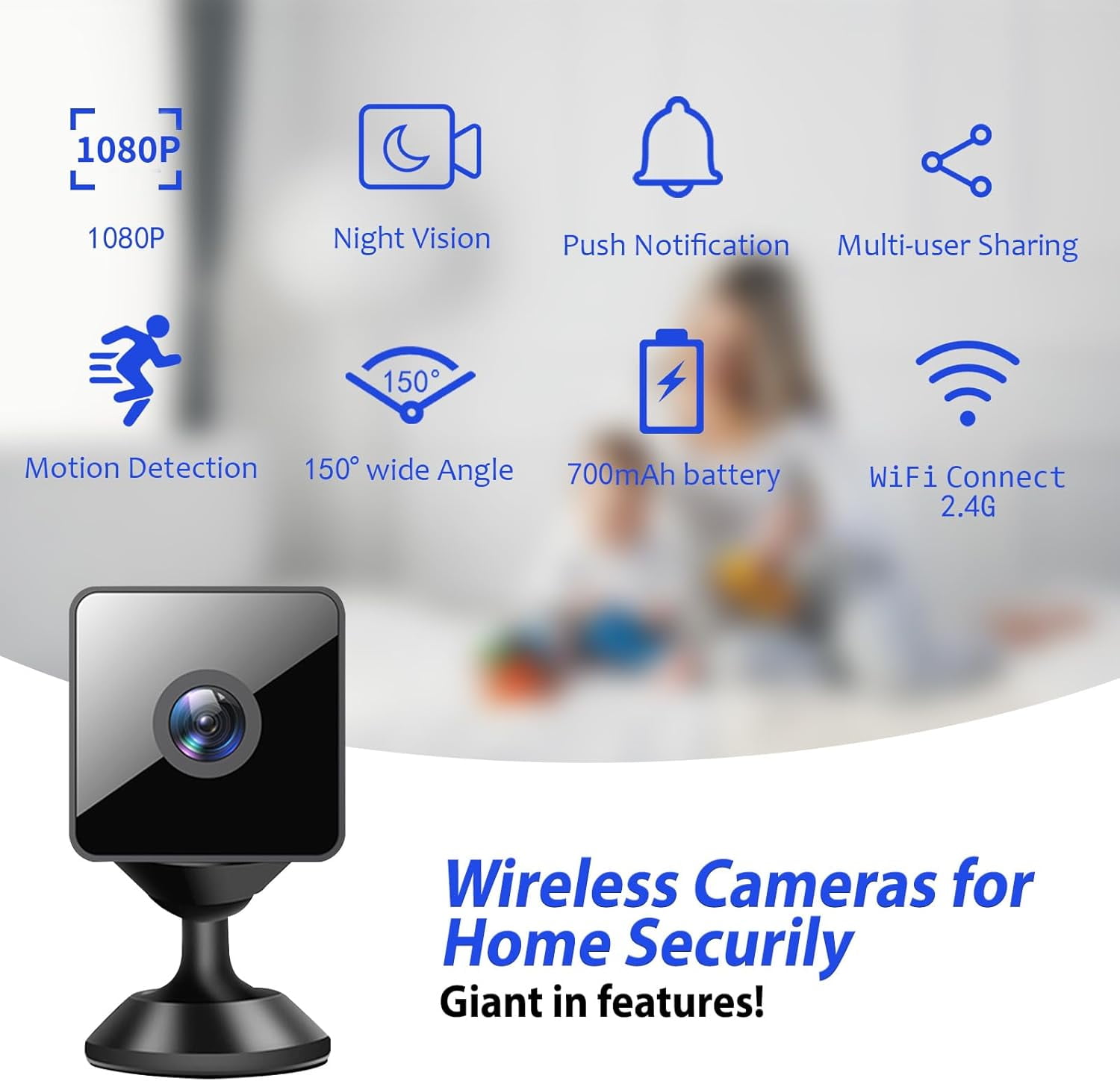 Wrongduck Mini Wireless Security Camera, 1080P HD Magnetic WiFi Micro Camera with Motion Detection, Night Vision, Cloud & SD Storage, Nanny Cam for Home, Pet, Baby, and Office Indoor/Outdoor