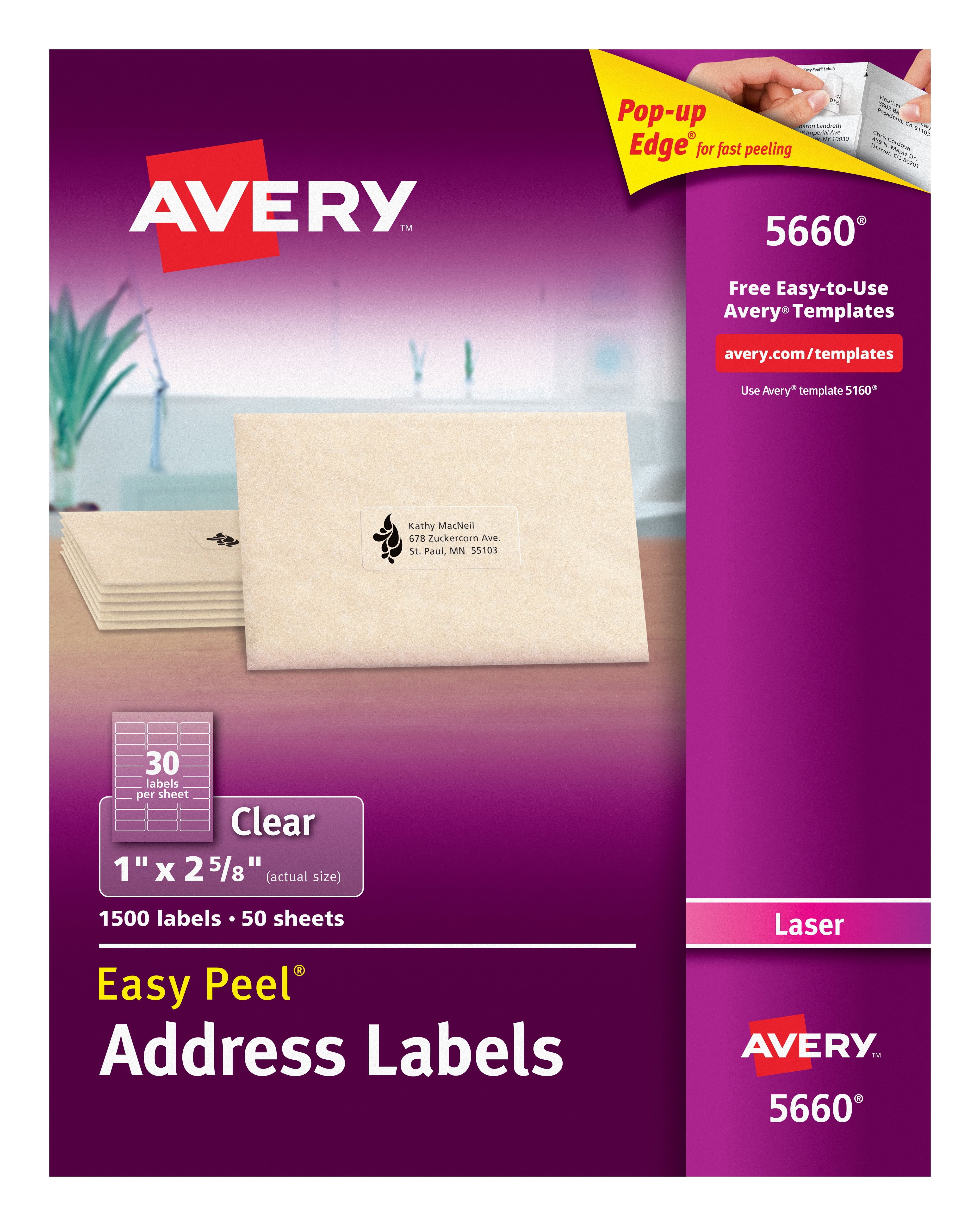 Avery Matte Frosted Clear Address Labels 1 X 2 5 8 1 500 Labels 