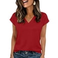 thumbnail image 2 of Kukoosong Women's T-shirts Solid Color Short Sleeve V-Neck Fashion for Summer Casual, Trendy, Elegant and Elegant Tee Shirt for Women, 2 of 7