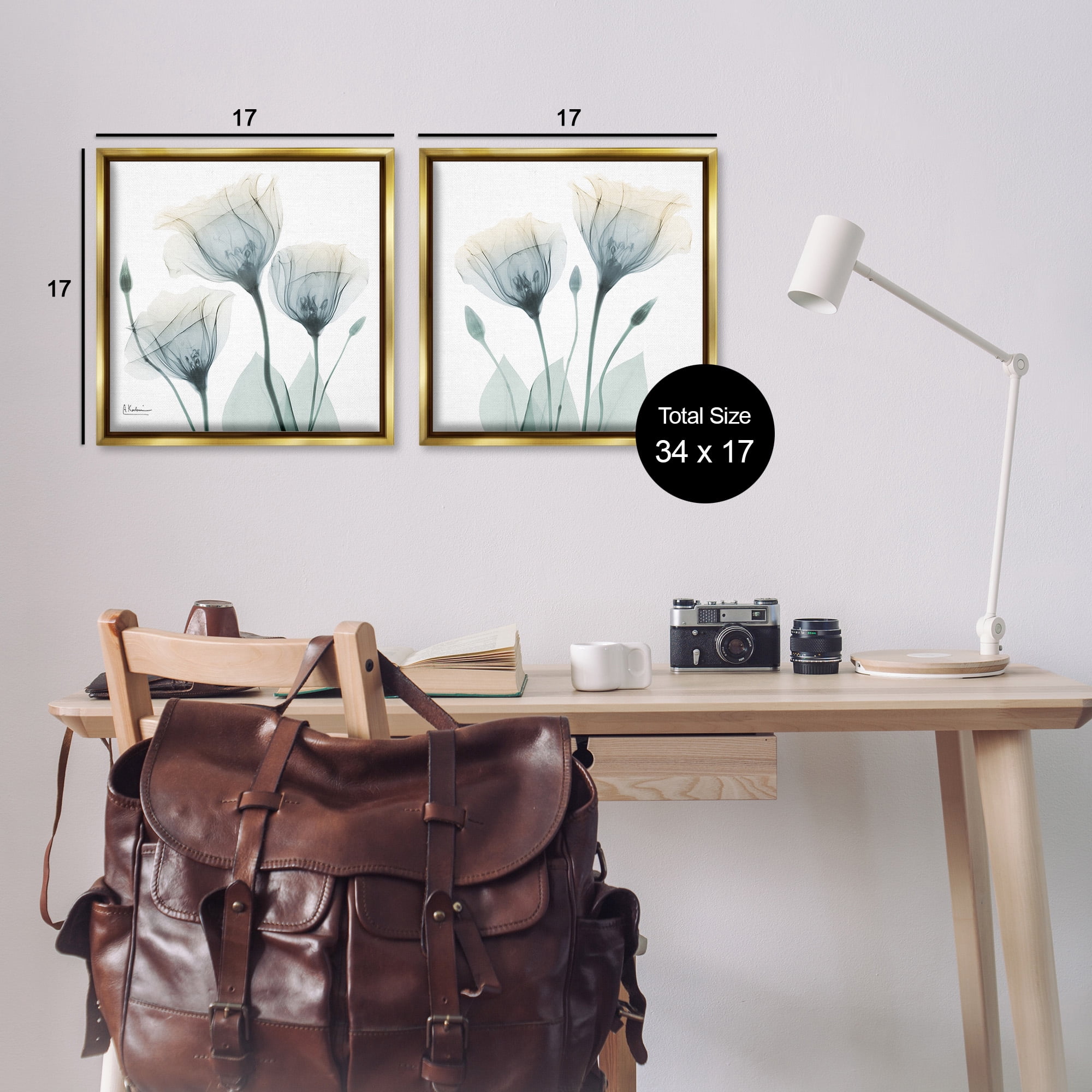Stupell Industries Budding Opaque Tulips Botanical & Floral Photography Gold Floater Framed Canvas Art Print Wall Art, 18 x 18, Set of 2