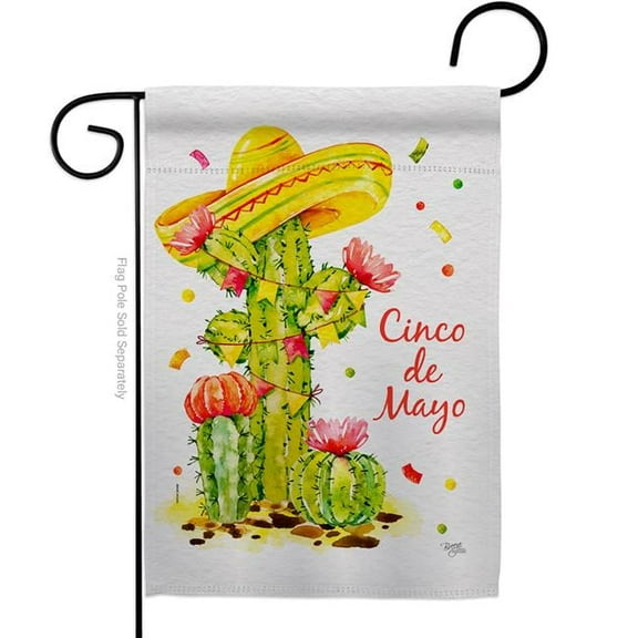 Breeze Decor G165178-BO 13 x 18.5 in. Cactus Cinco de Mayo Garden Flag with Summer Double-Sided Decorative Vertical House Decoration Banner Yard Gift