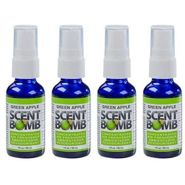 Scent Bomb Air Freshener Spray, 100 % Oil Based Concentrated Air Freshener, Air Freshener Spray for Car, Room, Bathroom and Odor Eliminator, Green Apple, 4 Pack