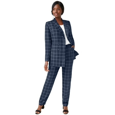 Jessica London Women's Plus Size 2-Piece Double-Breasted Pantsuit