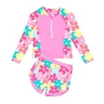 thumbnail image 4 of Girls Rash Guard Two Piece Swimsuit - Toddler Long Sleeve Bathing Suit with Front Zipper UPF 50+ Sun Print Swimwear for Kids Ages 3-7(Multicolour/4Y), 4 of 6