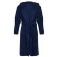 thumbnail image 4 of Capreze Men's Wrap Robe Long Sleeve Bath Robes Hoodie Dressing Gown Full Length Pajamas Fleece Nightwear Navy Blue 5XL, 4 of 7