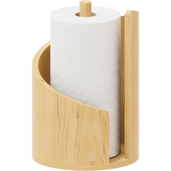 Wooden Paper Towel Holder for Countertop, Modern Mountain Style Paper Towel Holder, Heavy Duty Solid Wood Freestanding Paper Roll Stand for Kitchen, Bathroom & RV
