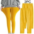 thumbnail image 2 of Girl's Leggings Multipack, 2 Pack Comfy Soft Leggings for Girls 3-12 Years, Stretch Elastic Waist Pull on Pants (11 Years, Yellow 02), 2 of 7
