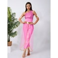 thumbnail image 5 of Aislor Women's Arabian Princess Belly Dance Costume Gem Decor Shiny Tulle Overlay Jumpsuit for Party Hot Pink XL, 5 of 7