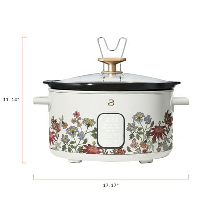 Beautiful 6 Qt Programmable Slow Cooker, Wildflower White Icing by Drew Barrymore