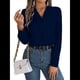 thumbnail image 2 of Blusa Plisada de Larga con Cuello en V para Mujer, Ideal para Oficina Azul L, 2 of 8