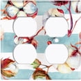 thumbnail image 5 of Metal Light Switch Plate Cover Cotton Flower Teal Stripes FLW021, 5 of 15