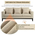 thumbnail image 2 of 80.5" Linen Fabric Sofa Couch for Living Room,3-Seat Contemporary Upholstered Track Arm Sofa Couch with Wood Legs and Throw Pillow,Apartment,Office,Beige, 2 of 8