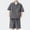 Gray, variant on Brondbend Mens Short Set Lapel Short Sleeve Pocket Zipper Shirt Mid Waist Shorts Outfits Stripe Casual Loose Fit Travel Leisure Suit Black L