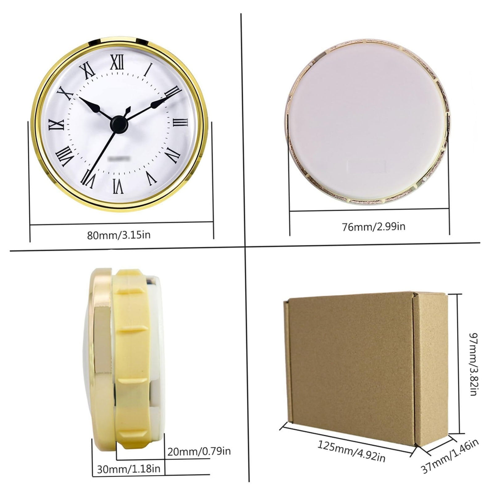 Quartz Clock Insert, Silent Modern Clock Movement, Mini Round Clock for Home, Office & DIY Decor